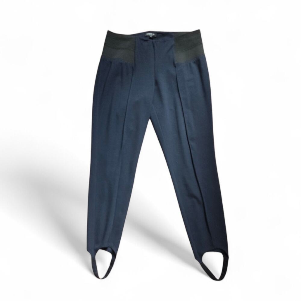 Lafayette 148 New York Navy Blue Black Viscose Stirrup Legging Pants, Women's XL